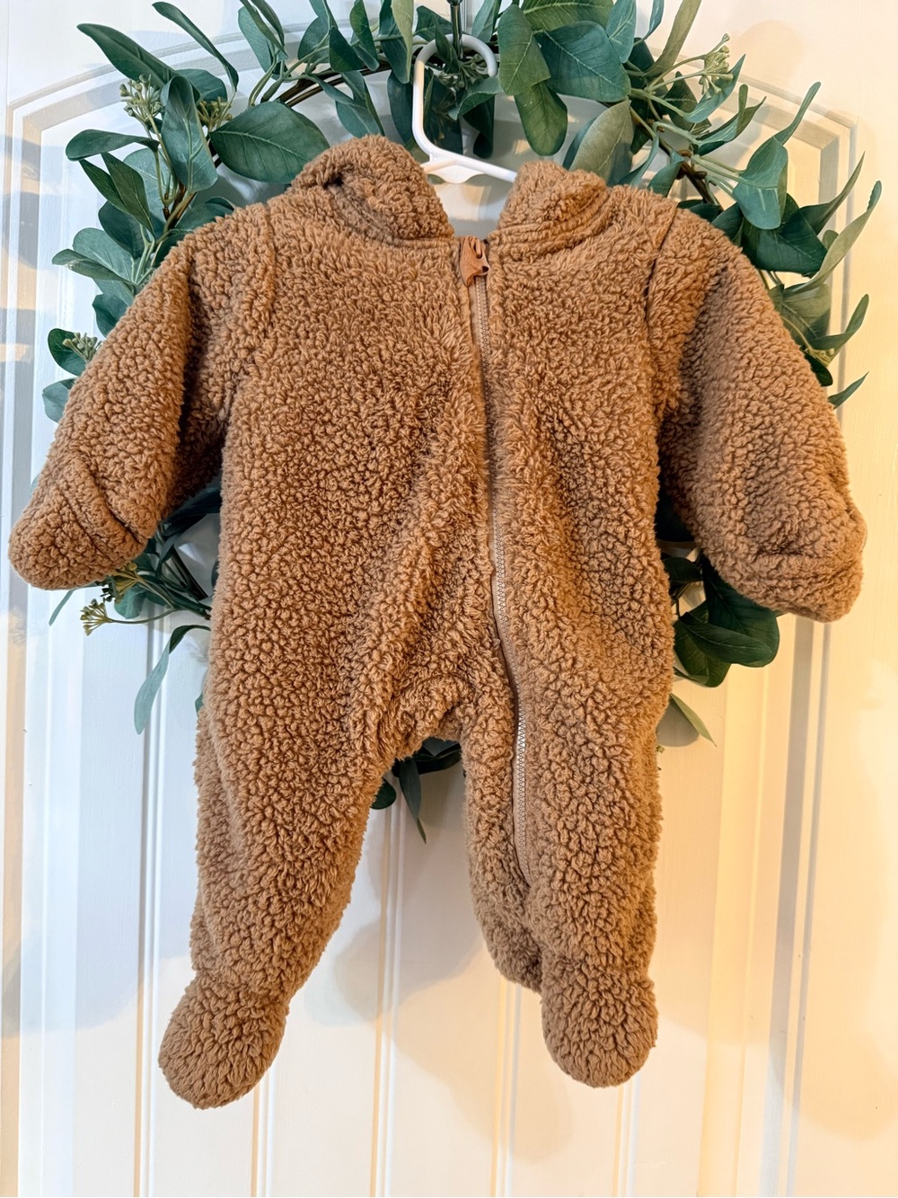 💫4/$25 • Cozy Brown Sherpa Baby One-Piece with Hood